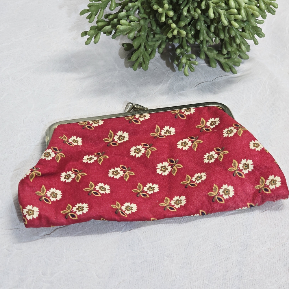 Vintage Floral Red Clutch Bag/ Coin Purse
